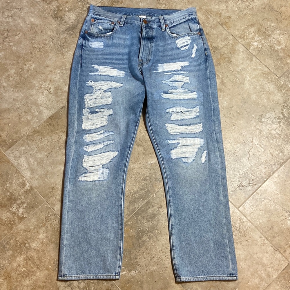 NSF Jeans Patched Distressed Boyfriend Denim 100% Cotton